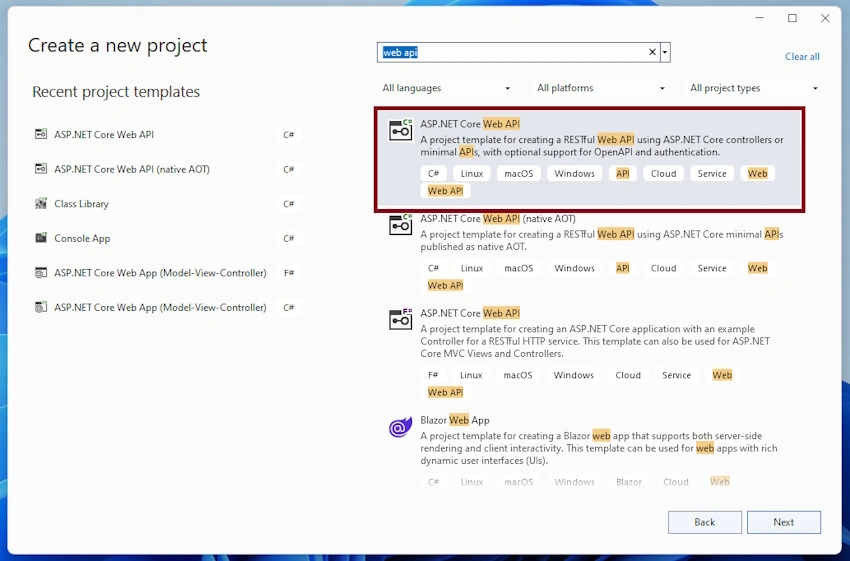 Project name Web API