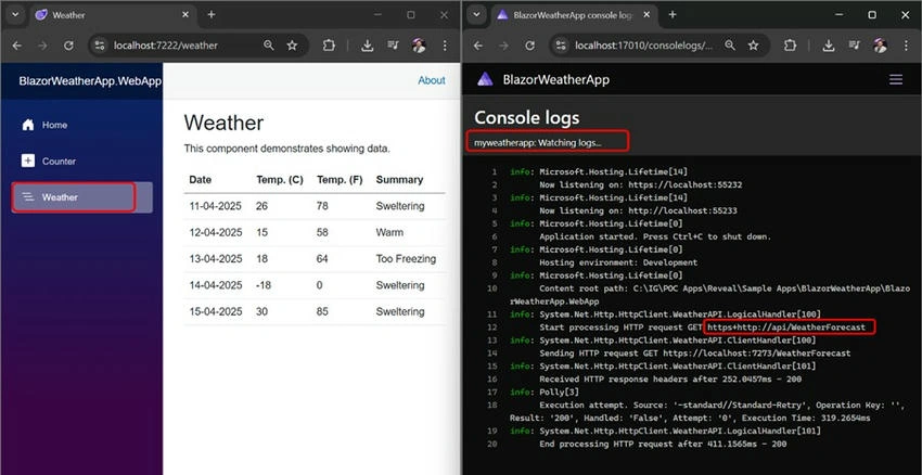 Console logs