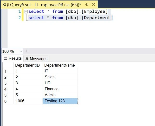 Update Department DB