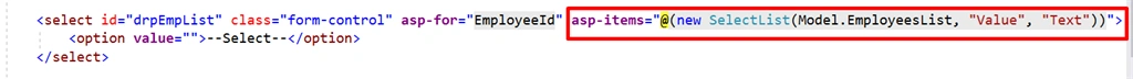 .Net Core 5 DropDownList