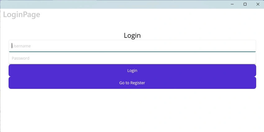 Login page