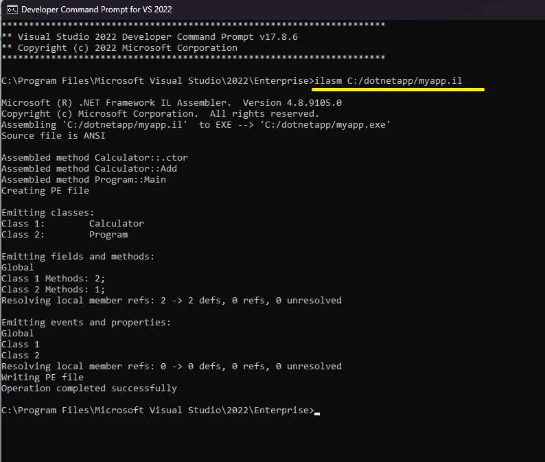 Developer command prompt for Visual Studio