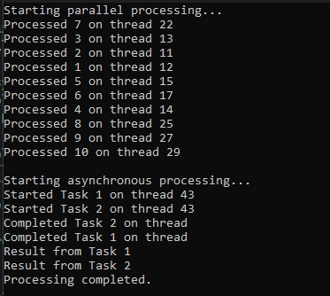 Task Parallel Library Output