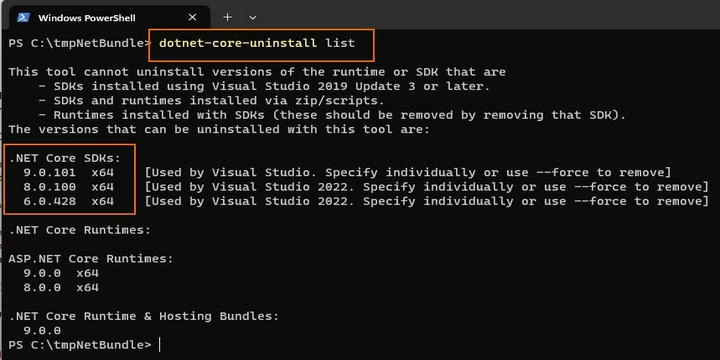 Uninstall .NET SDK