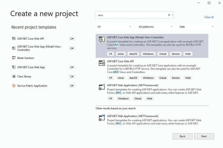 .NET MVC new project