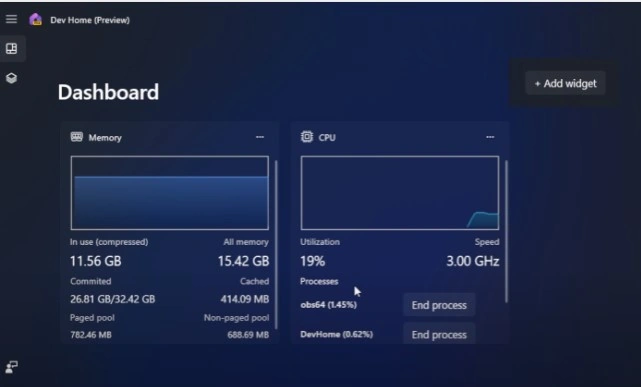 Dev Home tool in Windows