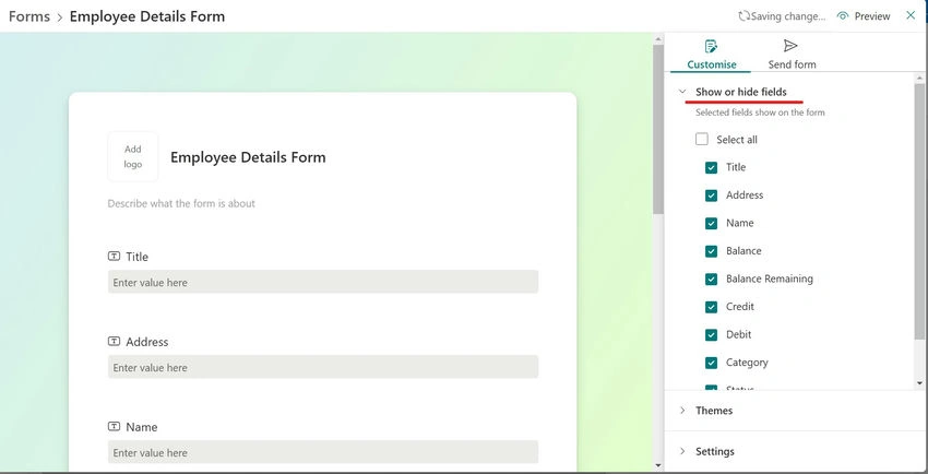 Customize the Form