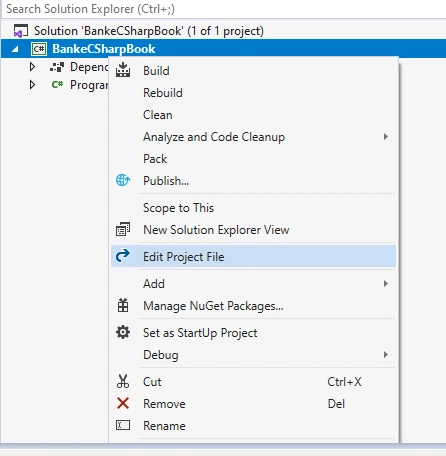 Edit your project file