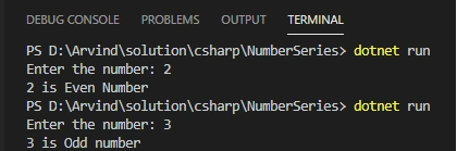 Number Series Codes Using C#