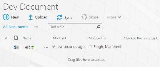 Check In the document