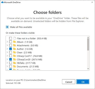 Choose folders