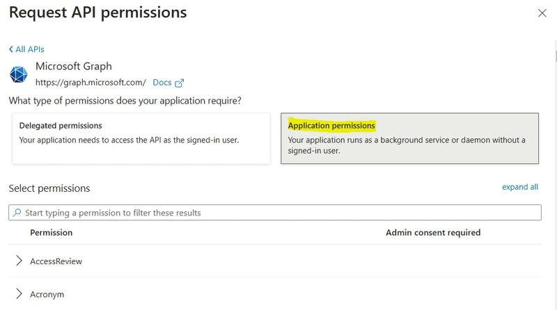 Application permission