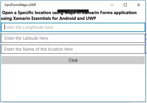 Open A Specific Location Using Maps In Xamarin Forms Application Using Xamarin Essentials For Android And UWP