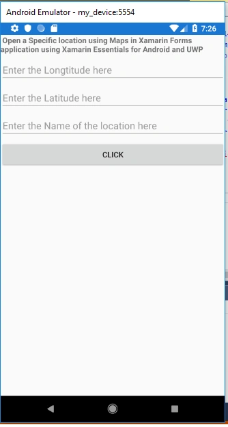 Open A Specific Location Using Maps In Xamarin Forms Application Using Xamarin Essentials For Android And UWP
