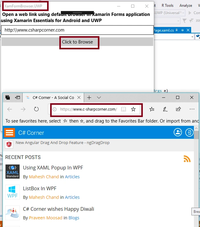 Open A Web Link With Default Browser In Xamarin Forms Application Using Xamarin Essentials For Android And UWP