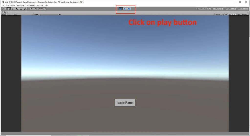 Open Panel On Button Click Using C# Script in Unity