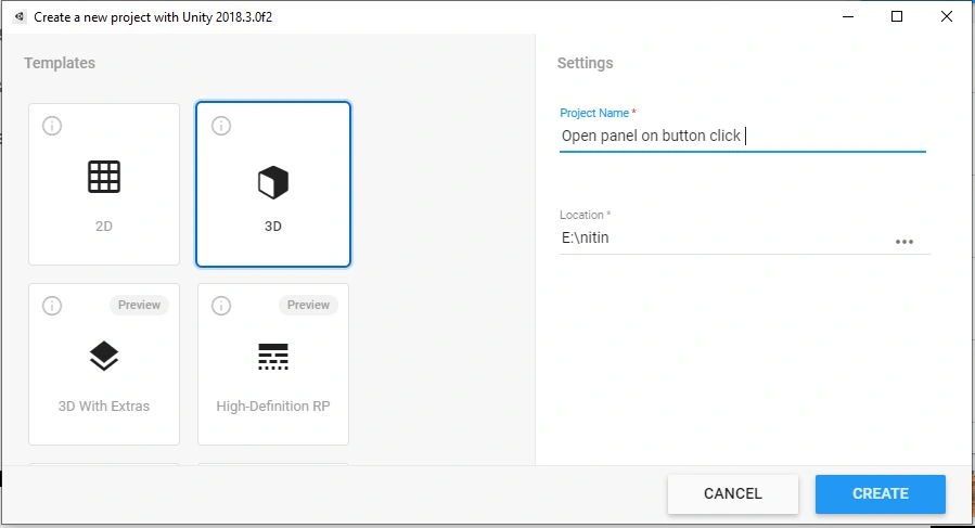 Open Panel On Button Click Using C# Script in Unity