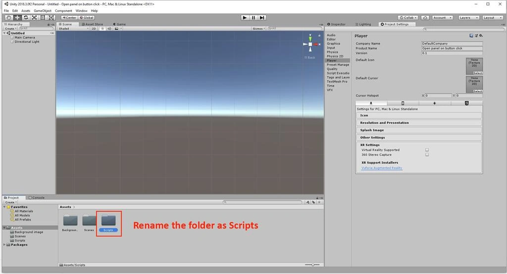 Open Panel On Button Click Using C# Script in Unity
