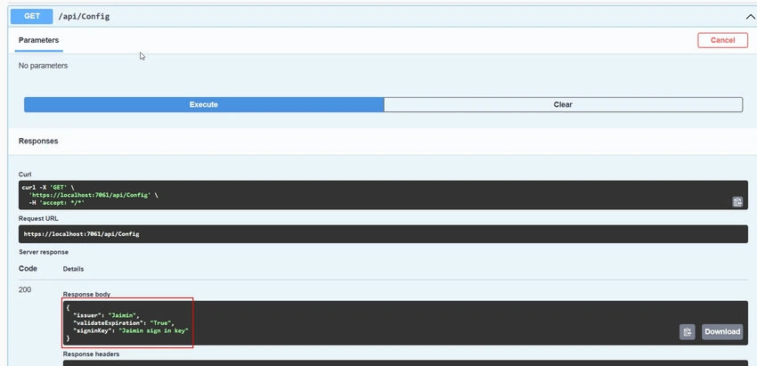Output value for the API Response