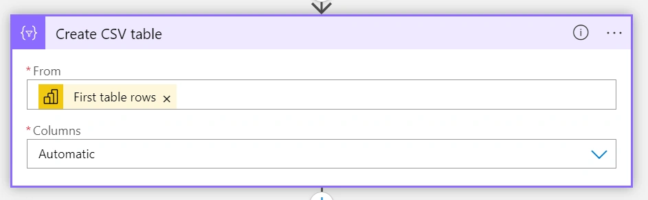 Create CSV Table