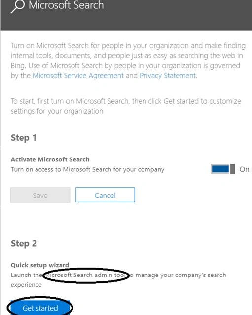 Office 365 - Microsoft Search - Option for launching "Microsoft Search admin tool"