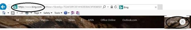 Office 365 - Opening bing.com and signing with my Office 365 account