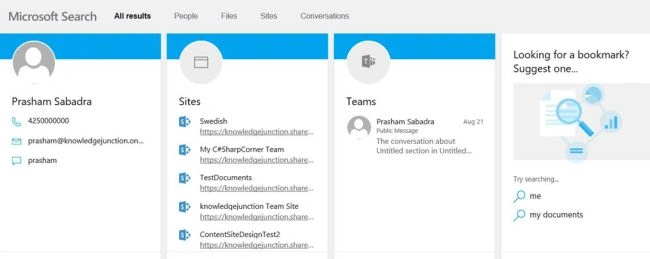 Office 365 - Microsoft Search in Bing - All results