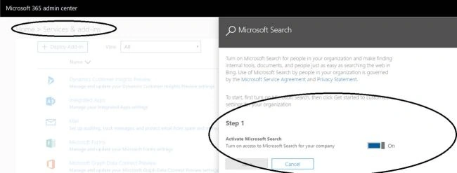 Office 365 - Microsoft Search - Tenant level option