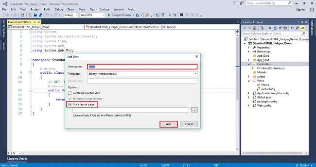 Index action method