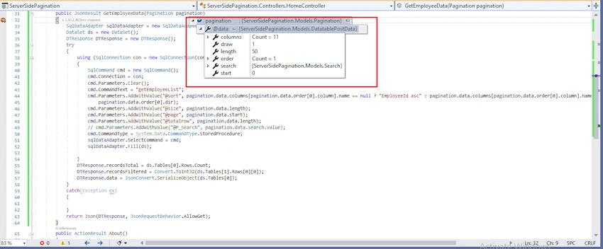Pagination in MVC with Jquery DataTable
