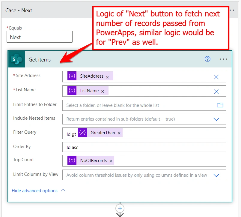 Pagination in PowerApps with SharePoint