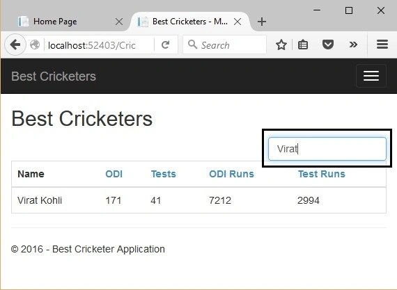Filtered Records in MVC
