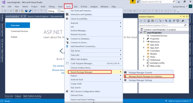 Searching The Index In Azure Portal And Implementation Using Visual Studio