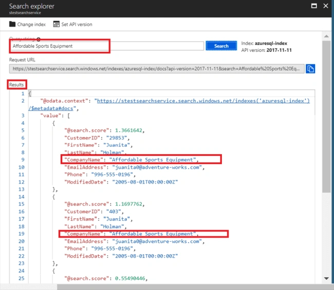 Searching The Index In Azure Portal And Implementation Using Visual Studio