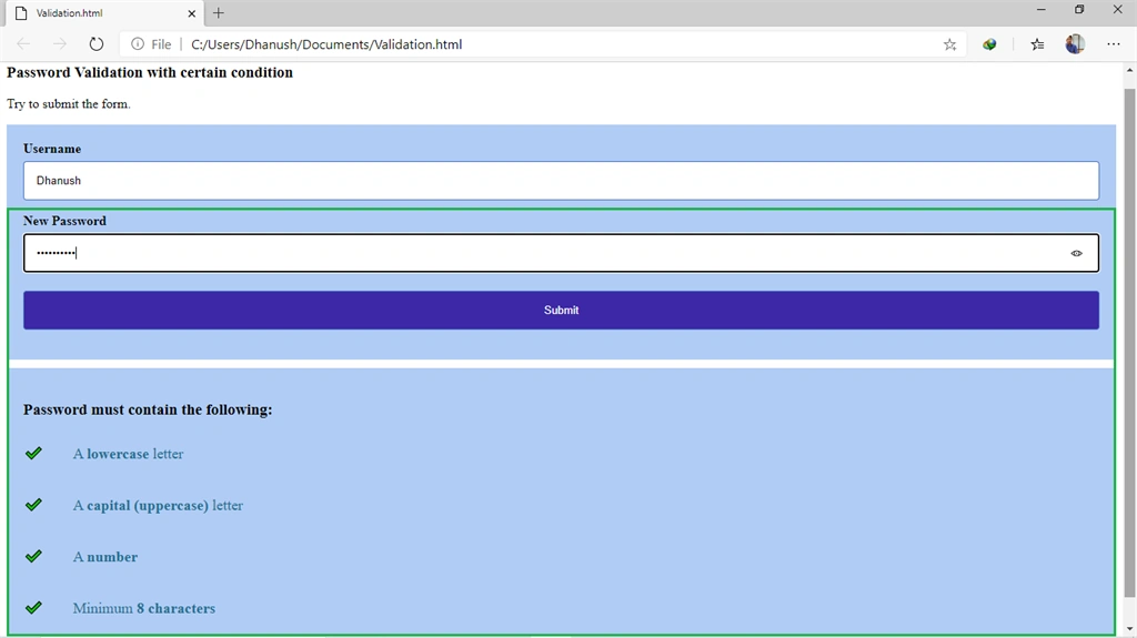 Password Validation In Website