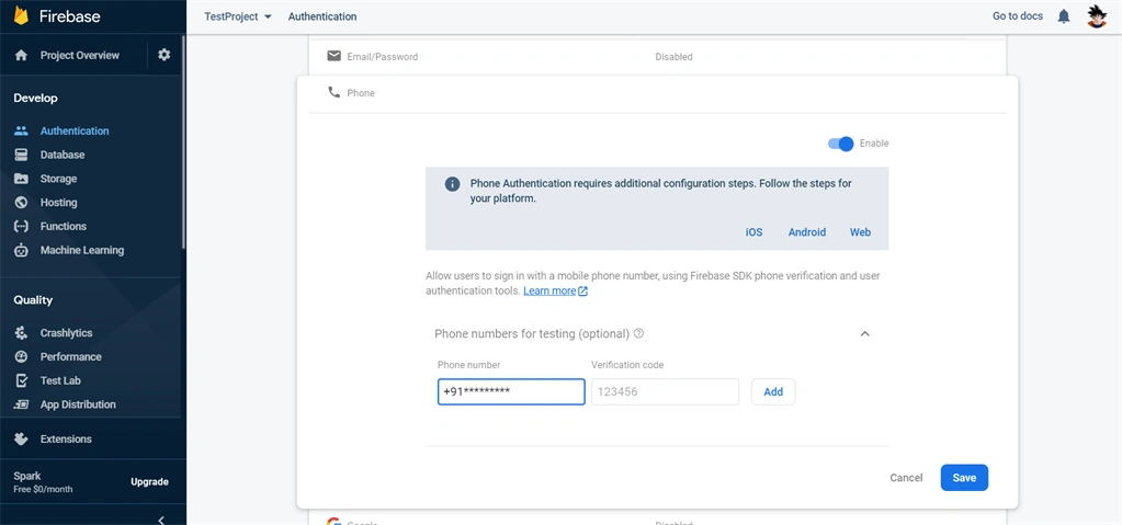 Phone Number Authentication Using Firebase