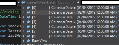 Picking Up Current Week And Last Week Dates In C#