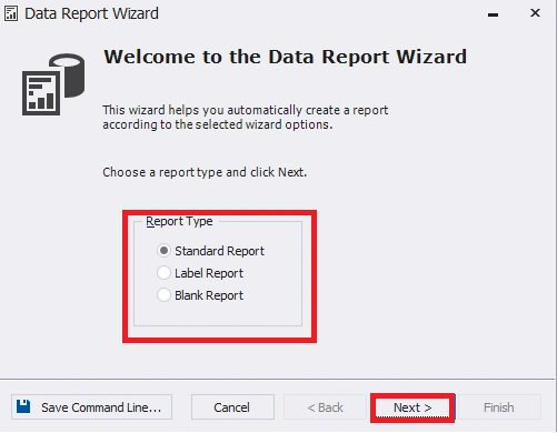 Selecting a report type