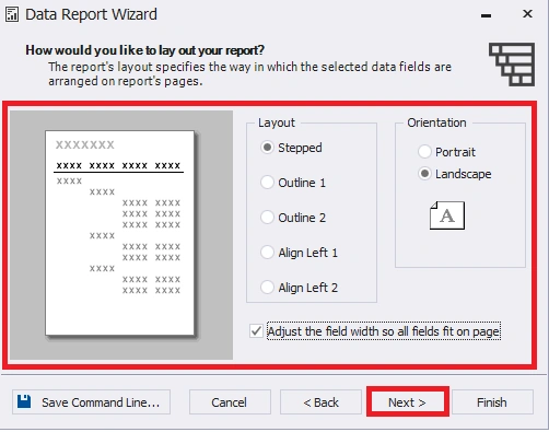 Configuring the report page