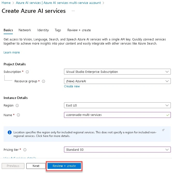 Create Azure AI services