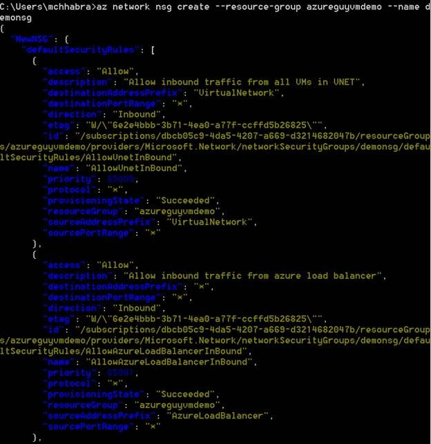 Azure CLI - Create a network security group