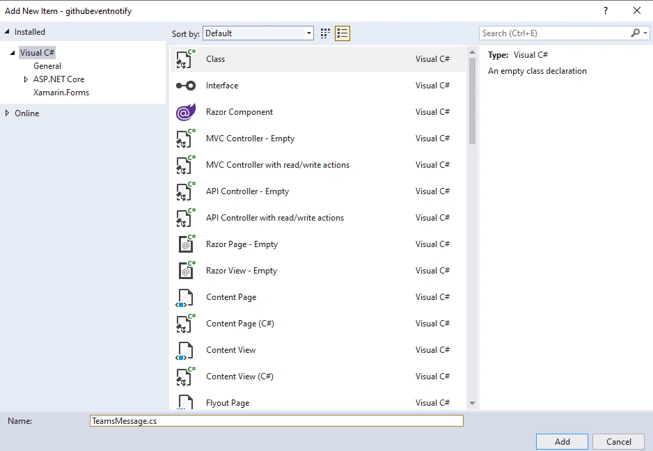 Post GitHub Events to a Microsoft Teams Channel Using C#.NET