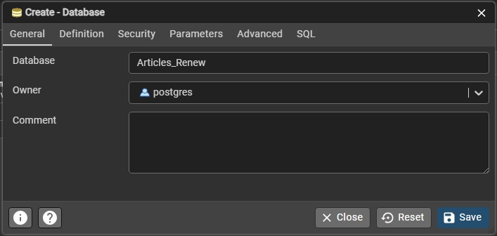 Create DB to Restore old DB Image