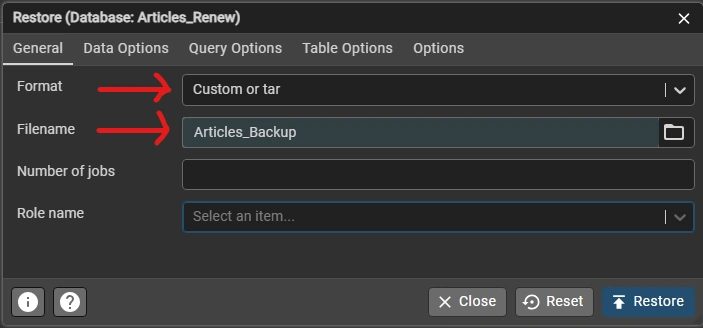 Restore General Tab