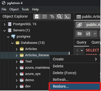 Restore Menu Image