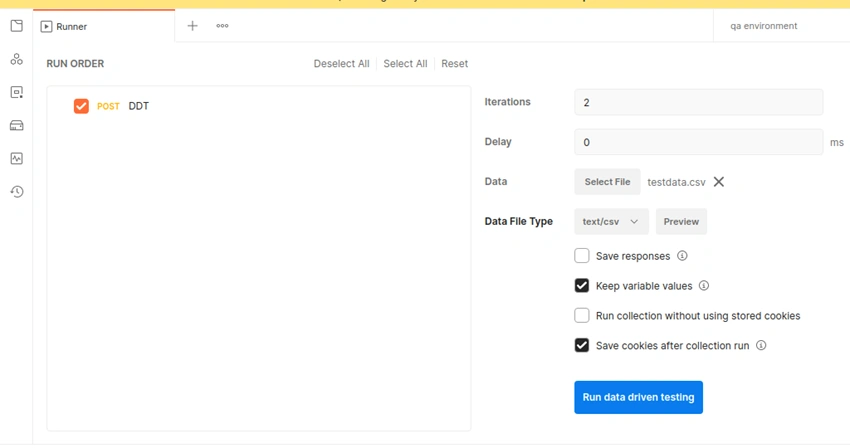 Postman Data Driven Testing