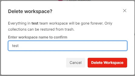 Postman - delete a Workspace