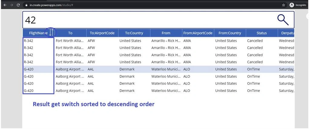 Power Apps - Build Search And Sorting To Column Header