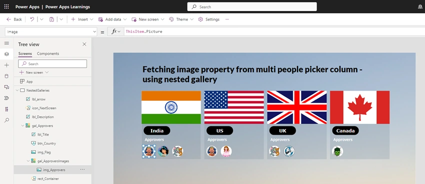 PowerApps Fetch Image Property From Multi People Picker Column