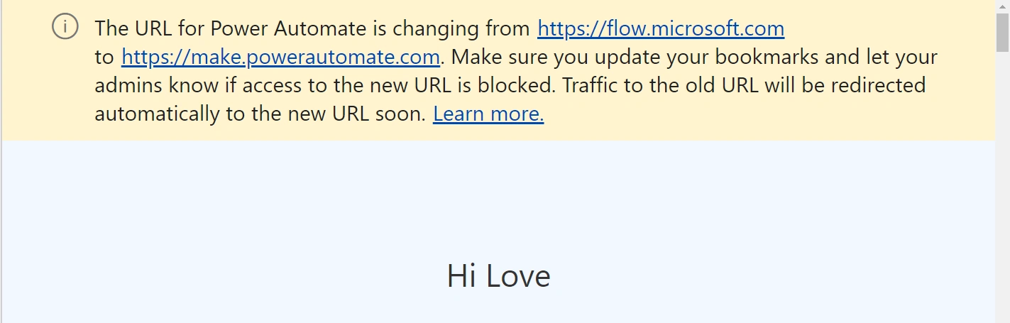 Power Automate URL Changes